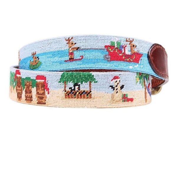 Tropical Christmas Needlepoint Belt by Smathers & Branson - NWT - Size 32 main image 4